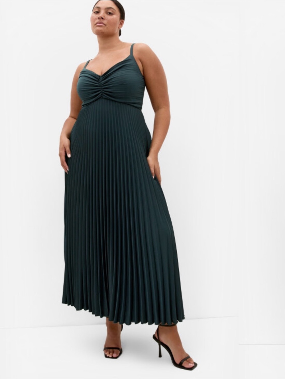 City Chic Deep Teal Pleated Maxi Dress Plus